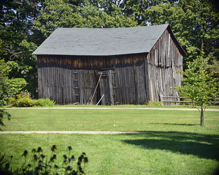Leaning vintage barn at Asbury woods