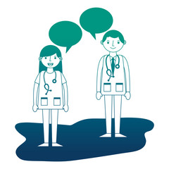 doctor man and woman professional talking