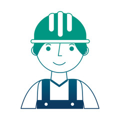 worker contruction in yellow overalls portrait vector illustration gradient design