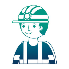 man miner in helmet and equipment portrait vector illustration gradient design
