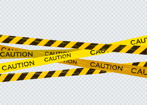 Caution lines isolated. Warning tapes. Danger signs.