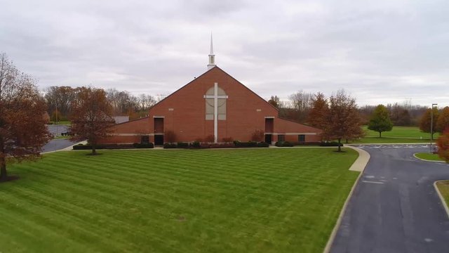 Aerial footage over a church