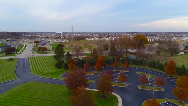 Aerial footage over a church