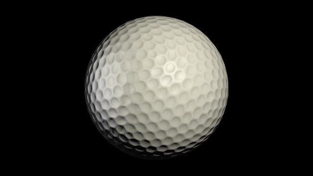 Spinning golf ball on black background animation. Golf ball spin loop