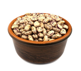 Haricot bean in bowl  isolated on white background