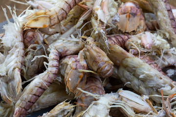Mantis shrimps cooked ready to eat.