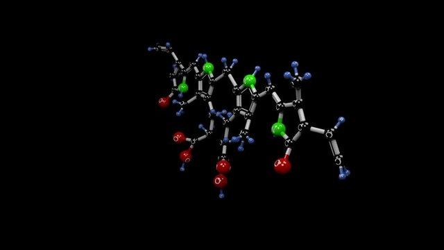 Bilirubin molecule. Molecular structure of the bile pigment bilirubin. ALpha channel.