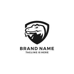 komodo dragon shield security sport emblem badges logo template vector illustration