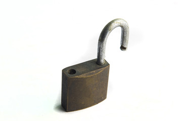 Old Padlock on white background