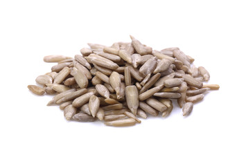 Sunflower seeds isolated on white background.