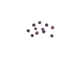 Black pepper seeds isolated on white background
