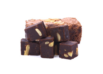 Brownies isolated on white background.