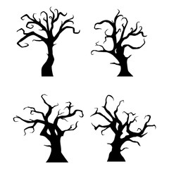 Black trees silhouette on white background