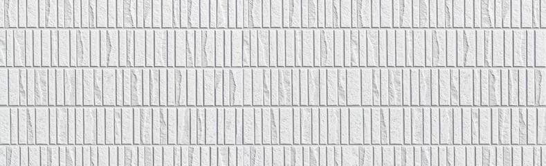 Photo sur Aluminium Pierres Panorama du modèle de mur de carreaux de pierre blanche moderne et fond transparent