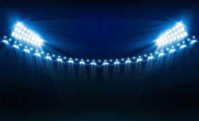 Football arena field with bright stadium lights vector design. Vector illumination - obrazy, fototapety, plakaty