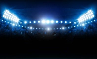 Football arena field with bright stadium lights vector design. Vector illumination © photoraidz
