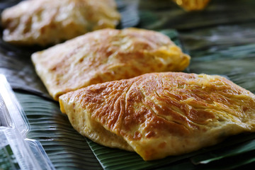 Thai crispy pancake with sweet or salt coconut flavor in normal or charcoal flour with space for write wording, unique special recipe for adding value and better selling, sold in market or on street