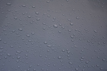 large and small drops of water on a gray pastel background, abstract natural pattern