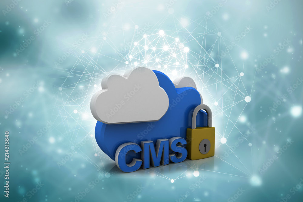 Poster 3d rendering cms cloud lock