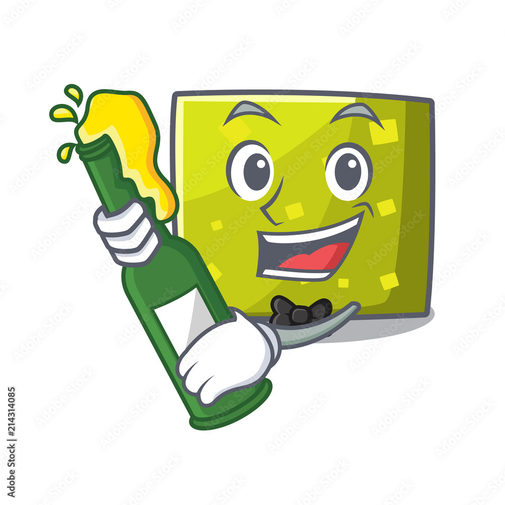 Poster with beer square mascot cartoon style