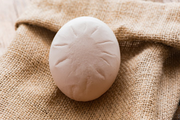 hen's egg with marks on the shell