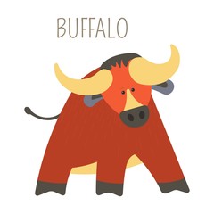 Buffalo with hoofs and horns childish character