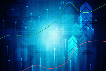 2d rendering Stock market online business concept. business Graph 