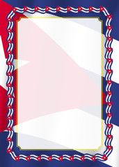 Frame and border of ribbon with Cuba flag, template elements for your certificate and diploma. Vector.