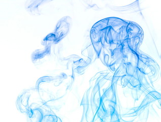 Blue smoke on white background