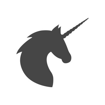 Silhouette head unicorn icon, logo