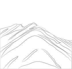 landscape mountains, lines, vector