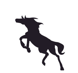 horse jumping, silhouette, vector.