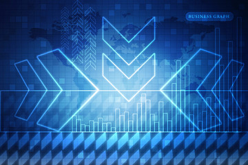 2d rendering Stock market online business concept. business Graph 