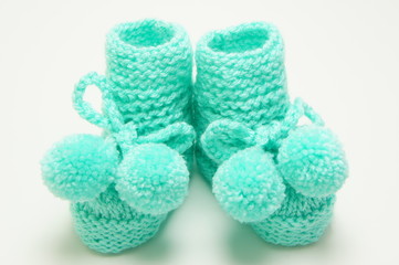 Baby's bootees  turquoise.