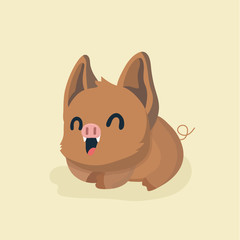 Cute Cartoon Wild Boar. Funny Vector Animal.