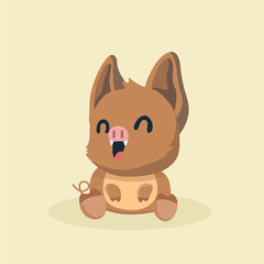 Cute Cartoon Wild Boar. Funny Vector Animal.