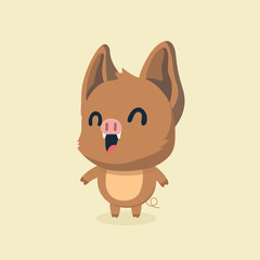 Cute Cartoon Wild Boar. Funny Vector Animal.