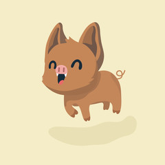 Cute Cartoon Wild Boar. Funny Vector Animal.