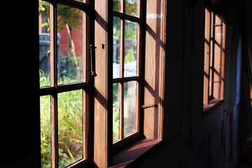 An old brown window
