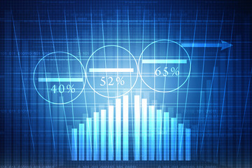2d rendering Stock market online business concept. business Graph 