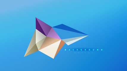 Abstract background - geometric origami style shape composition, triangular low poly design concept. Colorful trendy minimalistic illustration