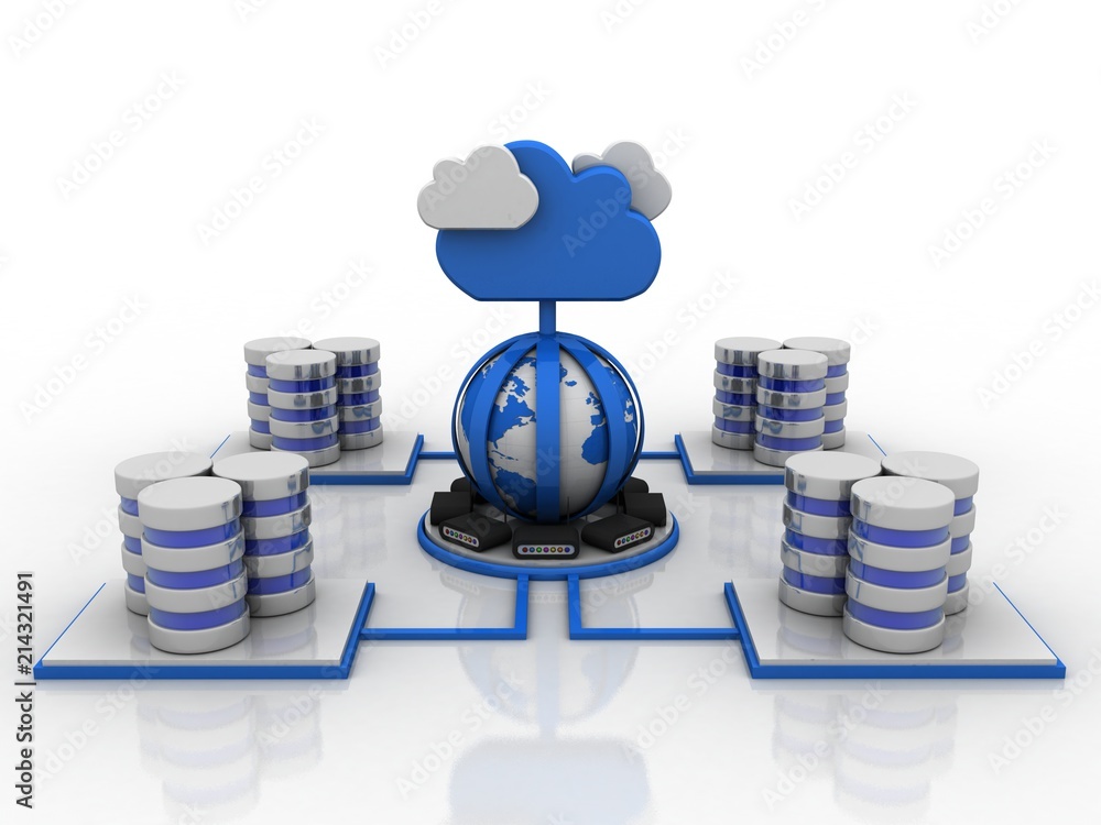 Poster 3d rendering database storage data base