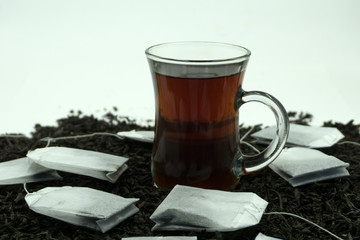Cup of tea with teabag teacup teatime bag .