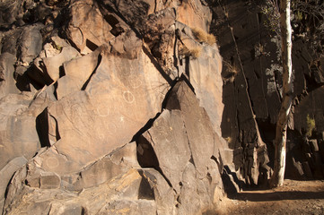 Fototapeta na wymiar Sacred Canyon South Australia, view of aboriginal etchings on canyon walls