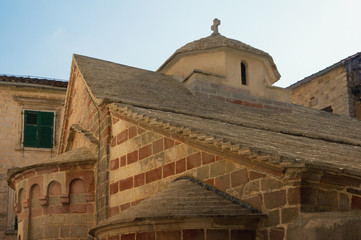 Religious architecture. Montenegro.  Old Town of Kotor - UNESCO World Heritage site. View of Church...
