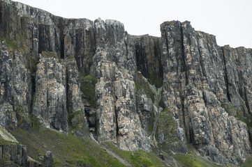 Magnificent view of a rock mountain cliff in the Arctic