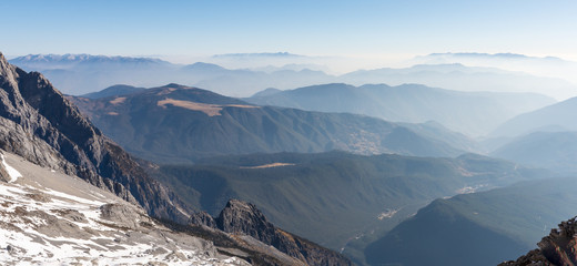 Landscape of mountains range with snow mountain.