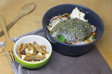 Spicy salad with fresh blue crab