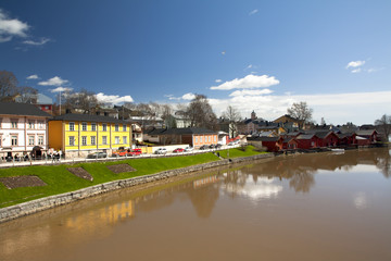Porvoo old town center panorama view, Finland.
