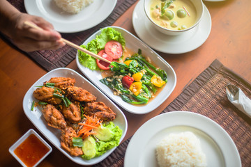 Thai disc hot and spicy food serving in family daily meals